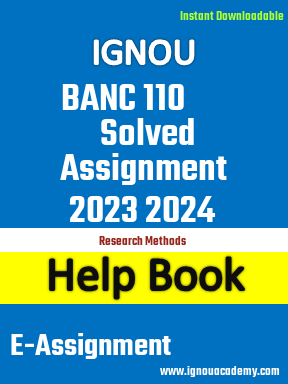 IGNOU BANC 110 Solved Assignment 2023 2024